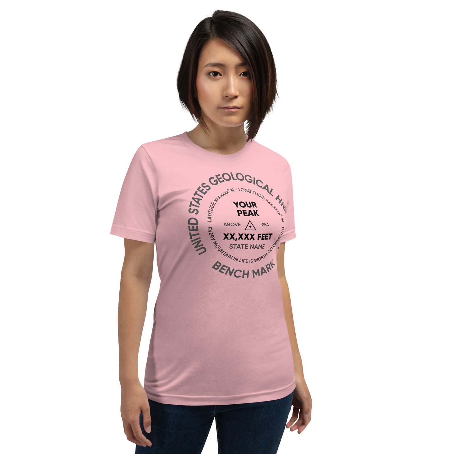 Custom Mountain Peak Summit Benchmark T-Shirt
